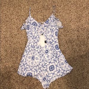 Blue and White Romper